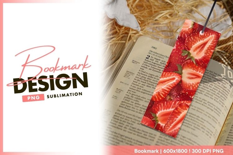 Close-up of sliced strawberries with green bookmark png