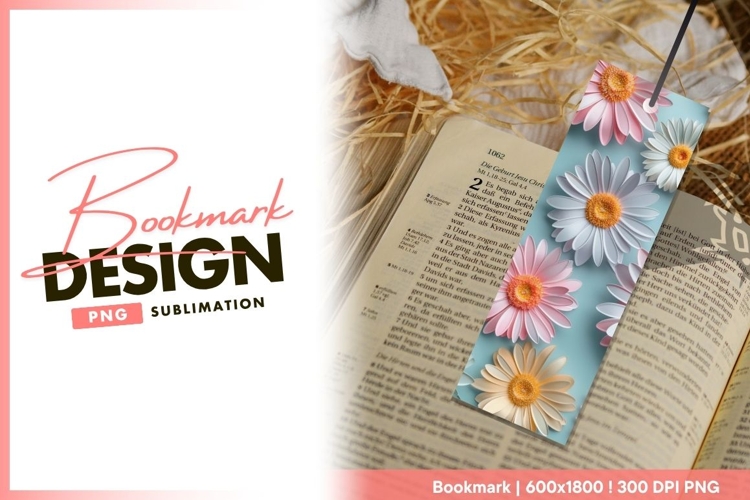 Pastel Gerberas on Light Blue Background bookmark png