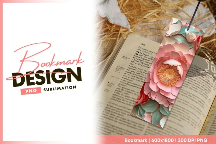 Paper Flower Arrangement with Pink Petals and bookmark png