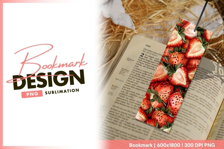 Close up of ripe strawberries with green leaves bookmark png