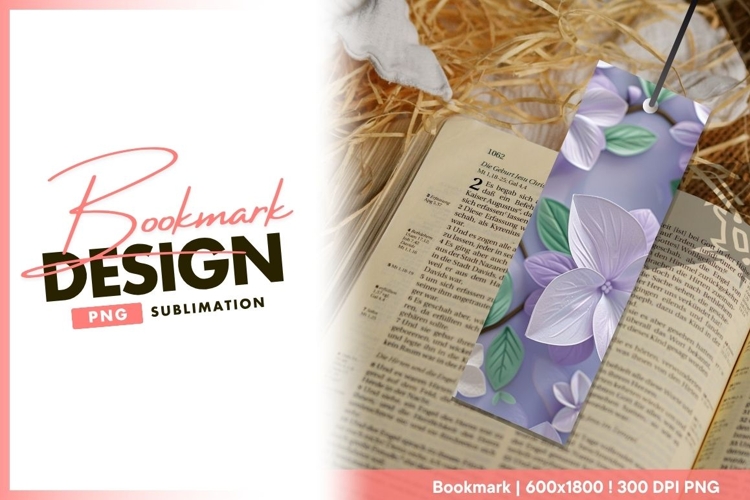 Lavender and White Floral Arrangement with bookmark png