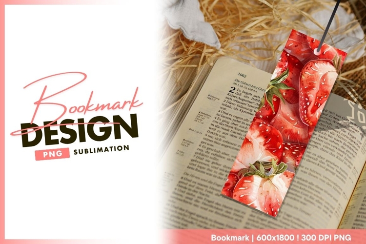 Watercolor illustration of ripe red bookmark png
