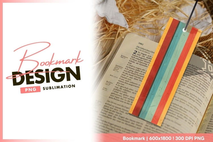 Vertical Stripes in Red Teal and Yellow bookmark png design