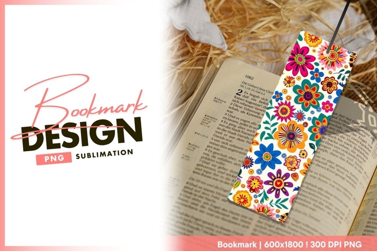Colorful Floral Pattern with Various bookmark png design