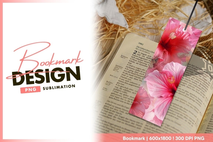 Pink Hibiscus Flowers Close Up with Yellow bookmark png