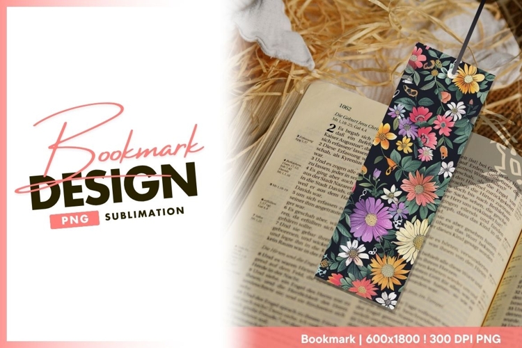 Floral Pattern with Colorful Flowers bookmark png design