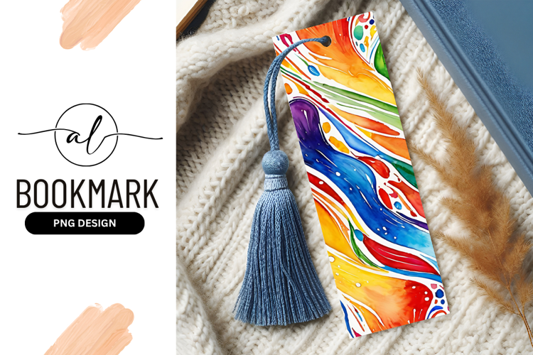 Abstract watercolor painting with flowing colorful streaks
