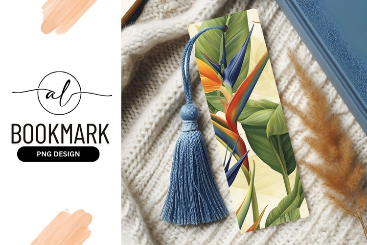Bird of Paradise Flower Illustration with Green Leaves