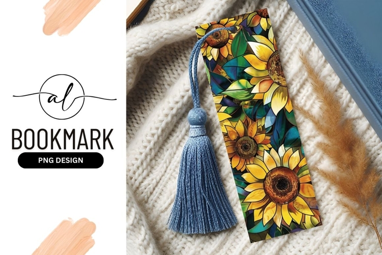 Stained Glass Sunflower Pattern with Yellow Petals and Green