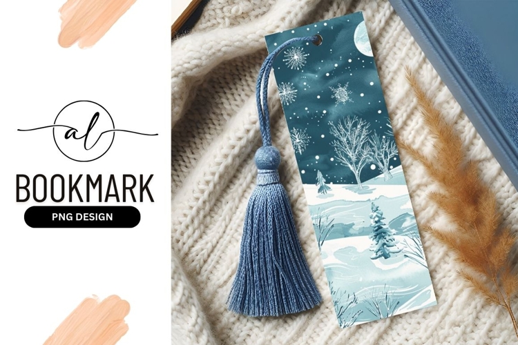Winter Landscape with Snowflakes Trees and Moon Illustration
