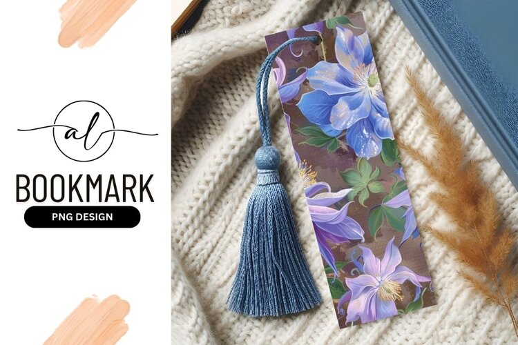 Watercolor floral illustration of blue and purple columbine example image 1