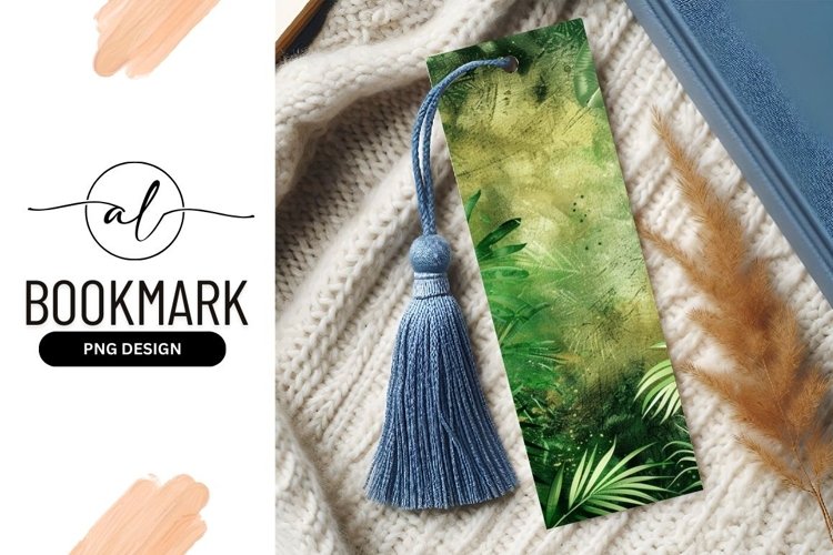 Tropical Foliage Illustration with Green Leaves and Textured