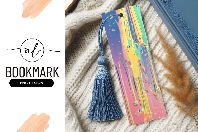 Abstract Colorful Drips and Droplets on a Pink Blue