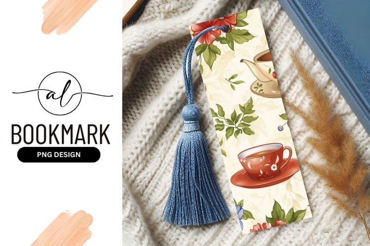 Floral Tea Cup and Teapot Illustration Leaves Flowers