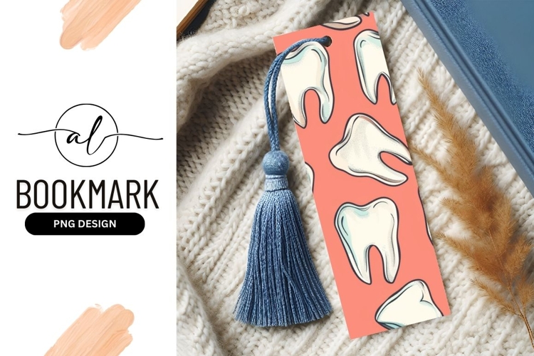 Tooth Pattern Illustration on Coral Background Dental Health