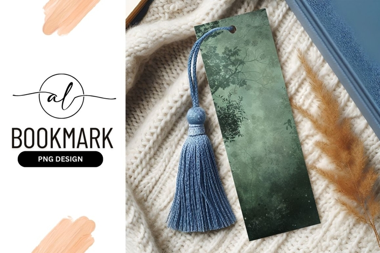 Forest Silhouette Bookmark PNG with Green and Dark Green