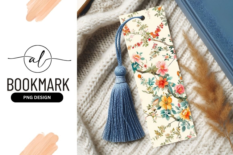 Watercolor floral branches with pink orange and yellow