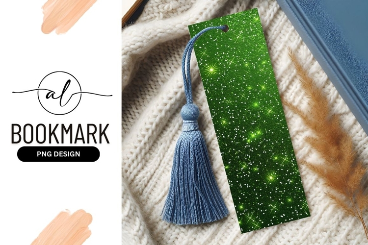 Green sparkling stars bookmark png design