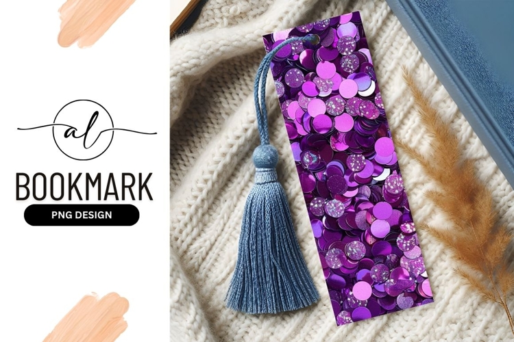 Sparkling purple sequins bookmark