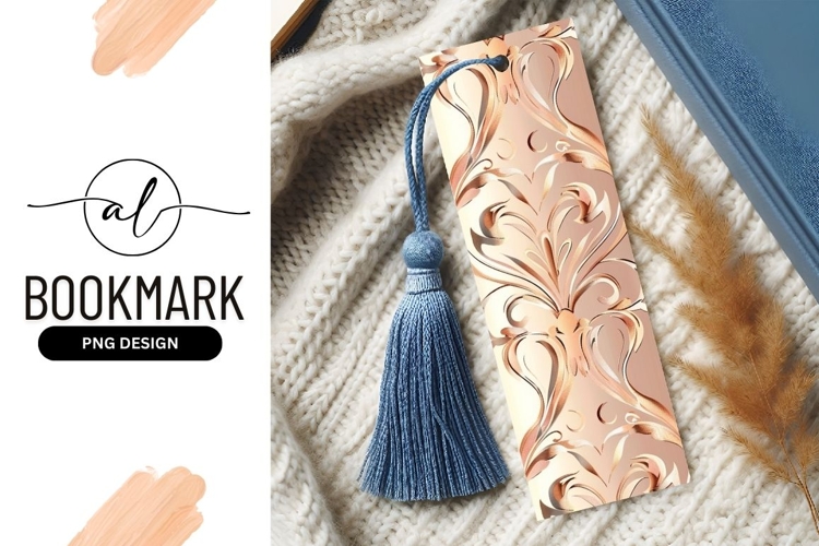 Elegant rose gold bookmark png design
