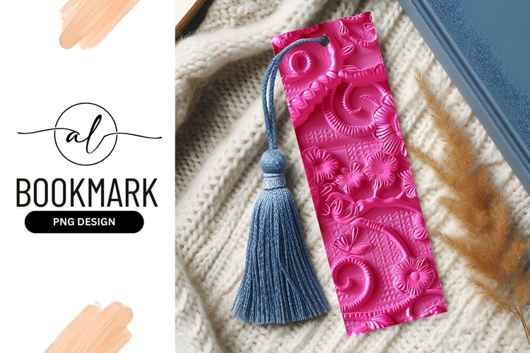 Pink Floral Ornamental Bookmark Png Background