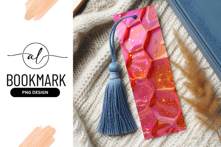 Abstract pink and orange honeycomb pattern with sparkling
