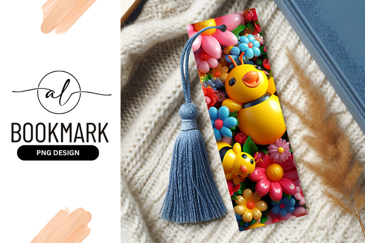 Cartoon Bees In Flowers Colorful Background Bookmark Png