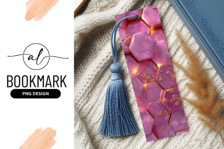 Abstract Pink Gold Hexagons Bookmark Png