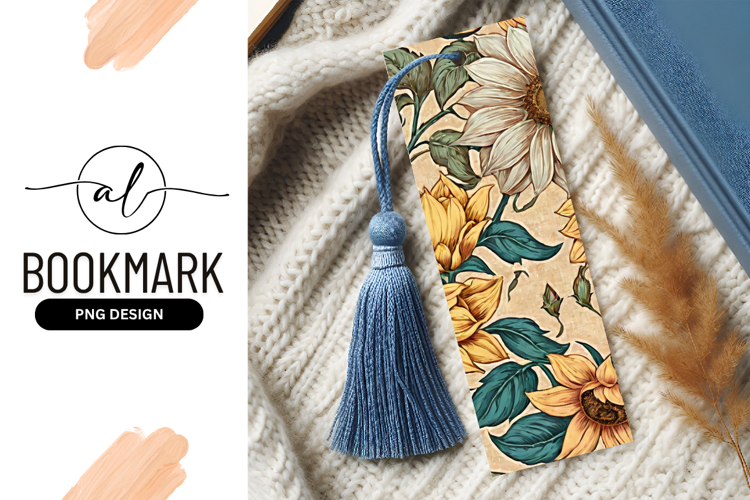 Sunflower Botanical Illustration Floral Art Bookmark Png