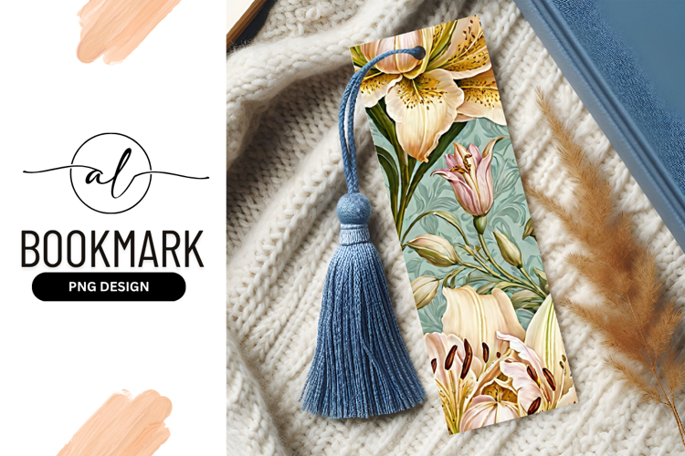 Elegant Lily Flowers On Artistic Background Bookmark
