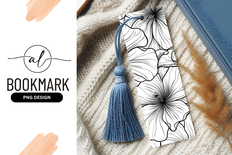 Black and White Floral Illustration with Detailed Petals