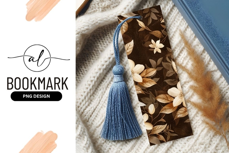 Floral illustration with cream flowers and brown leaves
