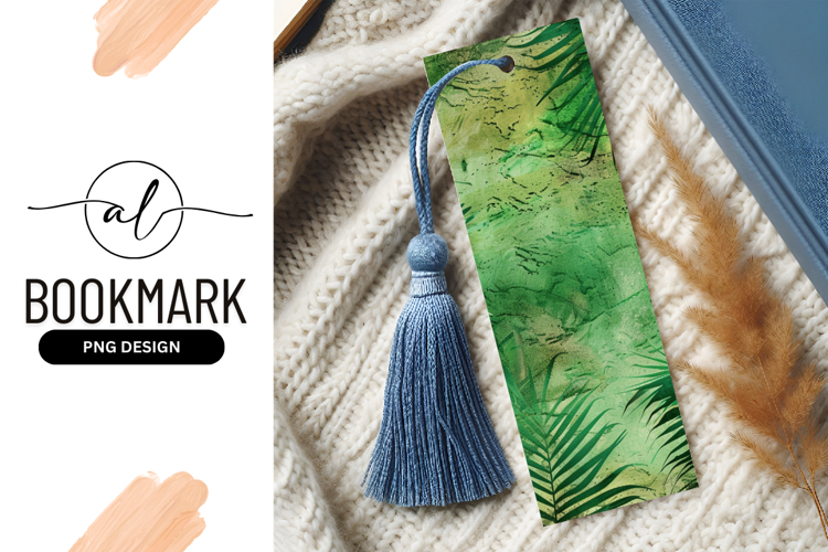 Green Textured Background With Palm Leaf Accent