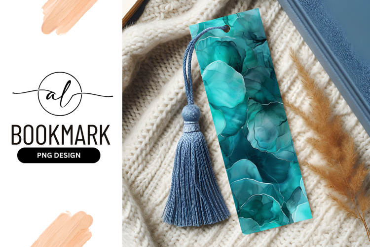 Abstract Teal and Turquoise Fluid Art with White Outlines