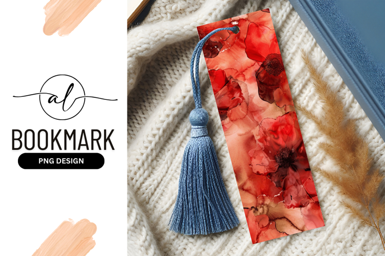 Abstract Red Poppy Floral Illustration with Ink Blotches