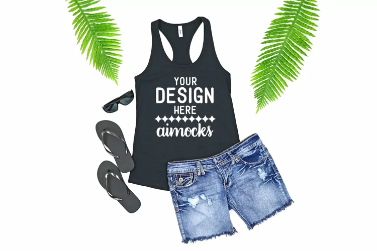 Black 1533 Next Level Racerback Tank Top Mockup Summer Style