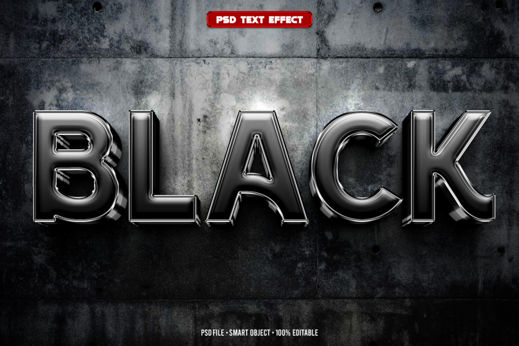 Black 3D editable text effect