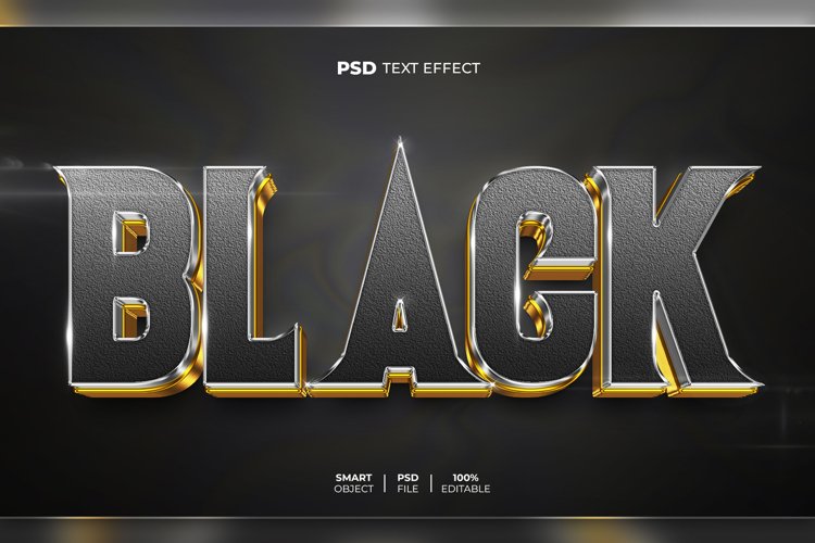 Black 3D editable text effect