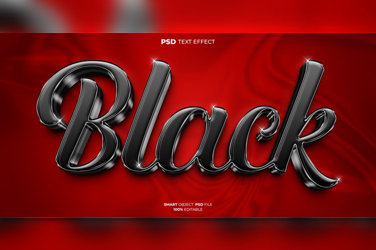 Black 3D editable text effect