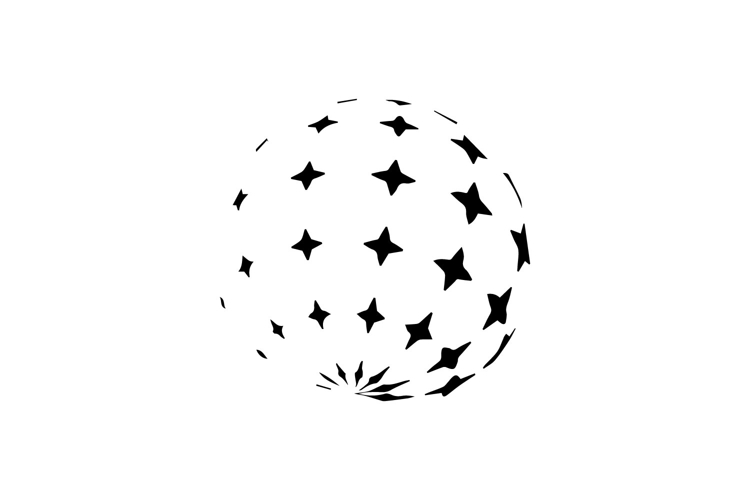 Black abstract star globe element vector