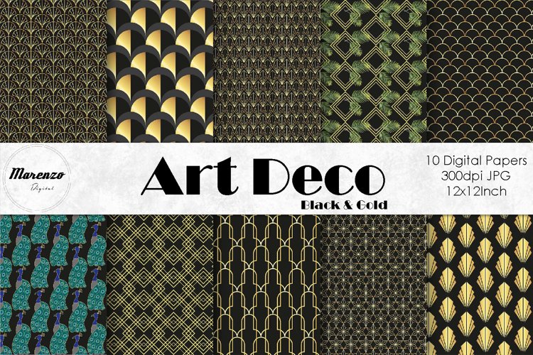 Black And Gold Digital Paper Image 17