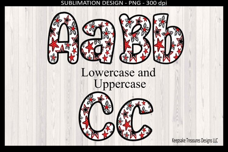 Star Faux Embroidery Alpha, Sublimation Png Printable