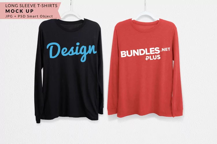Red Triblend and Black T-Shirts Mock up