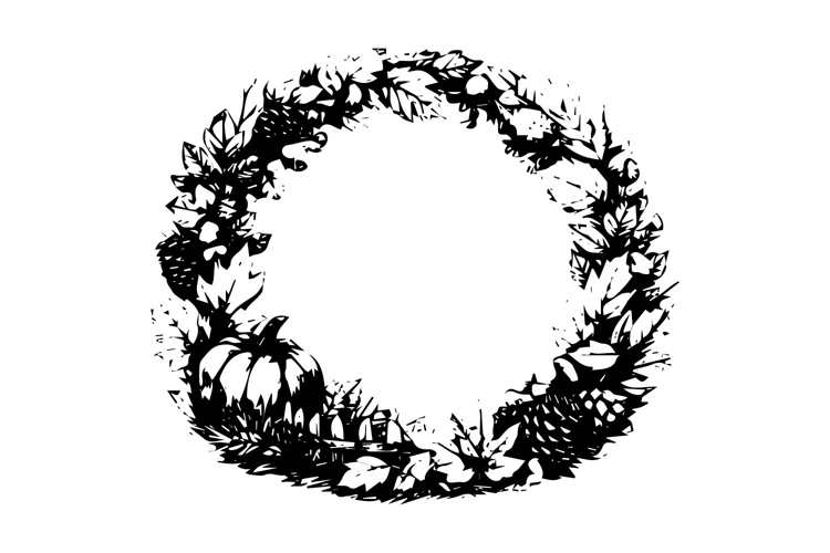 Black and White Autumn Circle Frame Design