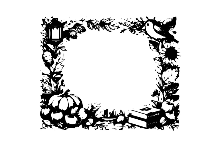 Black and White Autumn Square Frame Design