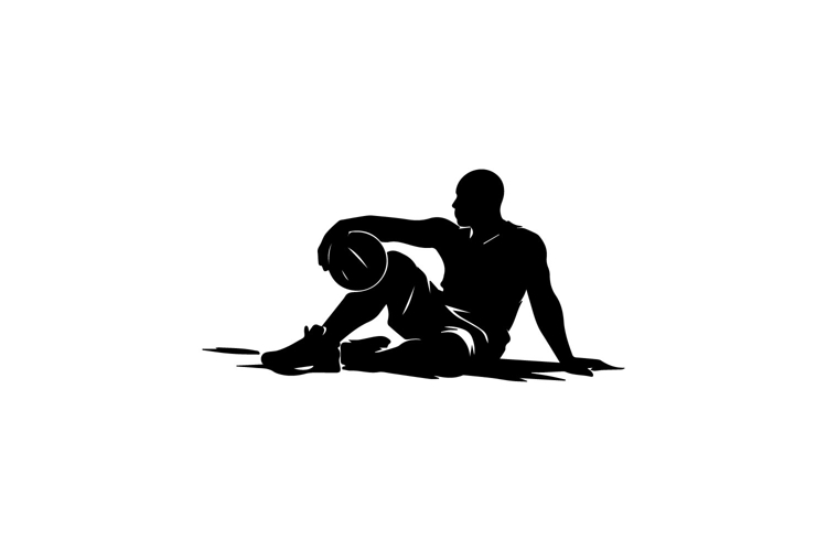 Black and White Basketball Player Seated Silhouette Design