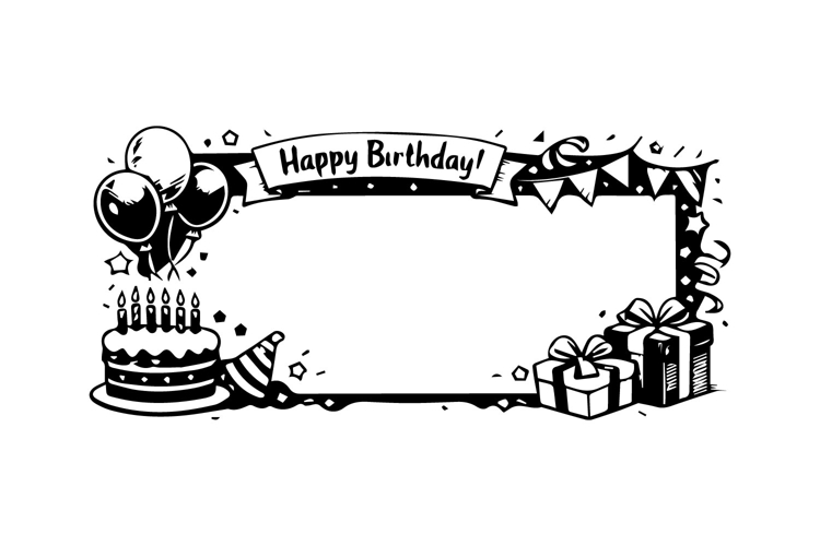 Black and White Birthday Horizontal Frame Design