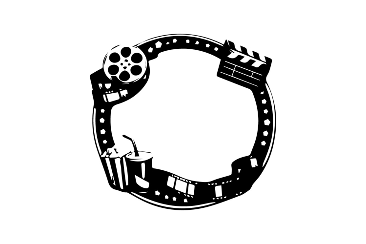 Black and White Cinema Circle Frame Design