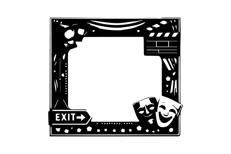 Black and White Cinema Square Frame Design