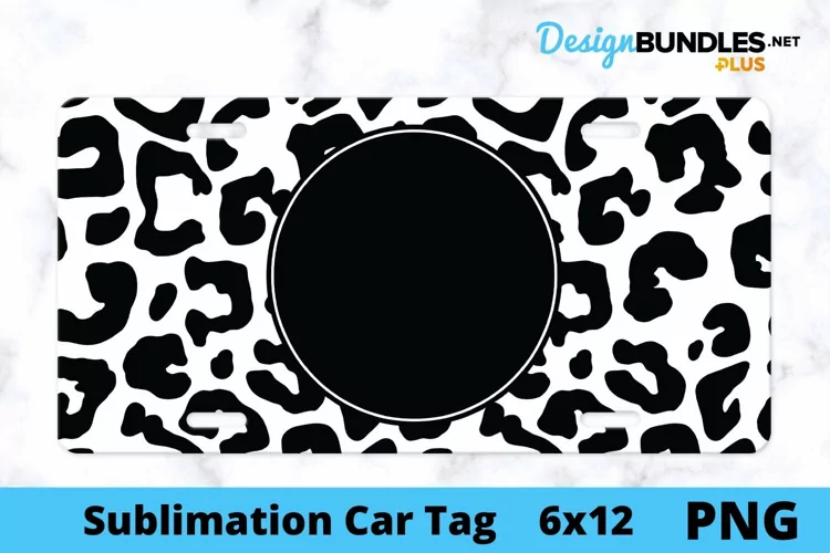 Sublimation Car Tag - Car Tag PNG - Monogrammed Leopard